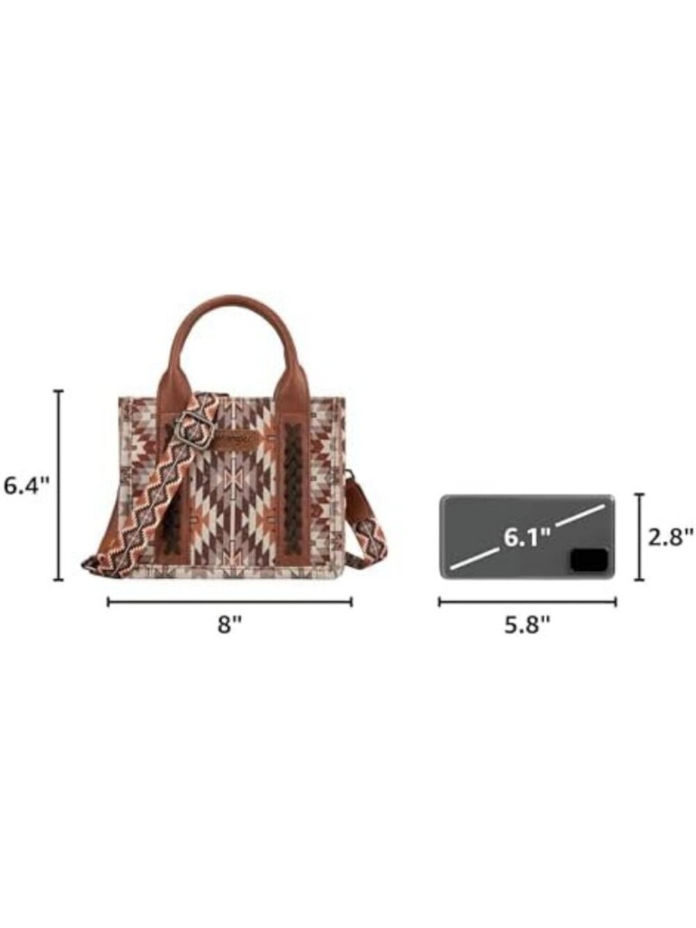 Stylish Mini Tote Bag for Women | Western Crossbody Purse | Aztec Design Handbag - Picture 3 of 6